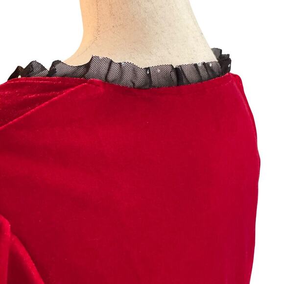 Sourpuss Velvet Vivienne Pinup Dress Women's Size M Med Mini Lace Trim 1245 vamp - Picture 9 of 14